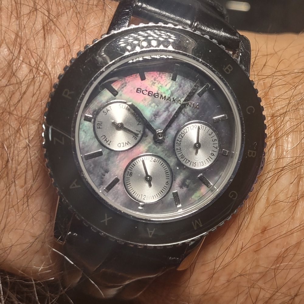 BCBG Max Azria Ladies Mother of Pearl Chronograph Watch